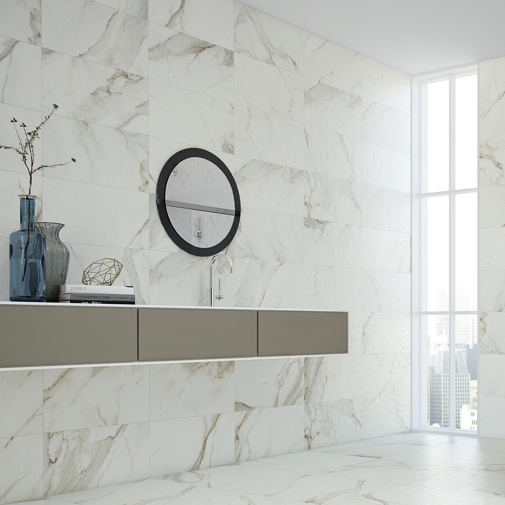 Calacata Marble Effect Ceramic Wall Tile 250mm X 400mm intended for dimensions 1000 X 1000