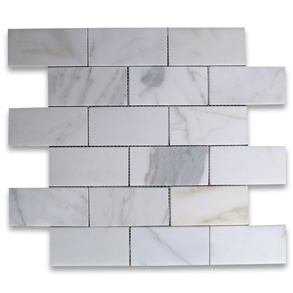 Calacatta Gold 2x4 Grand Brick Subway Mosaic Tile Honed Marble From Italy pertaining to sizing 1000 X 1000