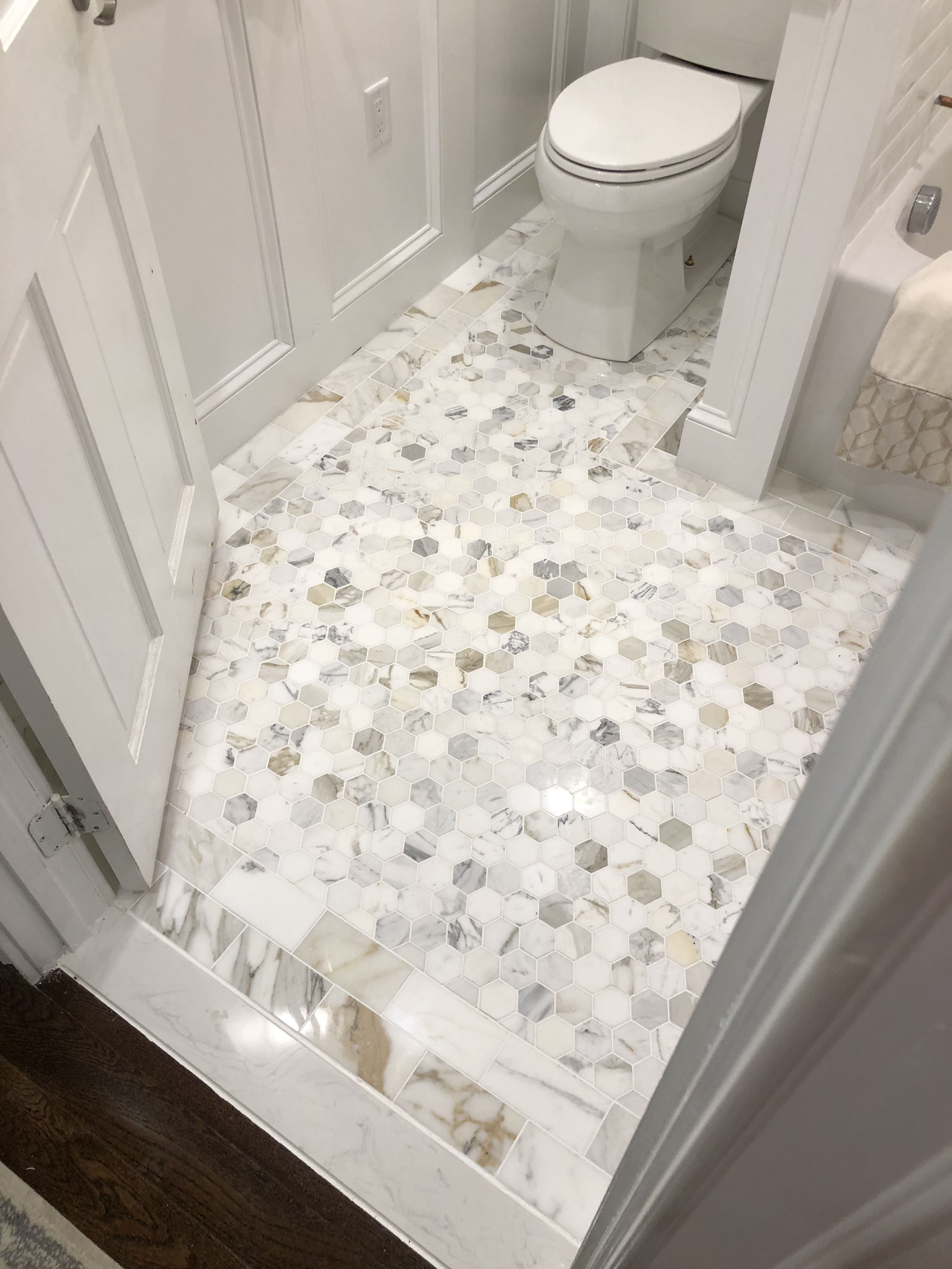 Calcutta Gold Marble Hexagon Bathroom Tile Polished Nickel regarding dimensions 3024 X 4032