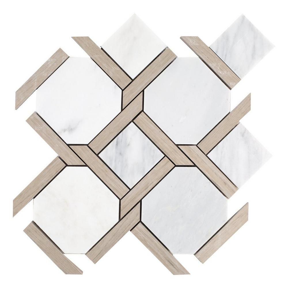 Carrara Lattice Marble Mosaic 13 X 13 100249317 Floor within measurements 1000 X 1000