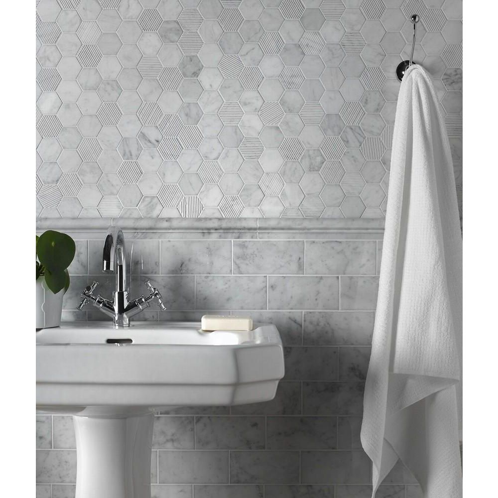 Carrara Marble Hexagon Mosaic for proportions 1000 X 1000