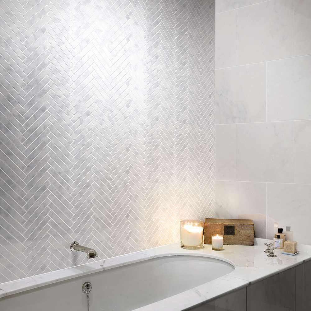 Carrara Nouvo Herringbone Mosaic Floor Wall Tiles Image with sizing 1000 X 1000