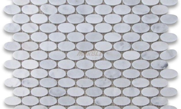 Carrara White 1 14 X 58 Ellipse Oval Mosaic Tile Honed within dimensions 1000 X 1000