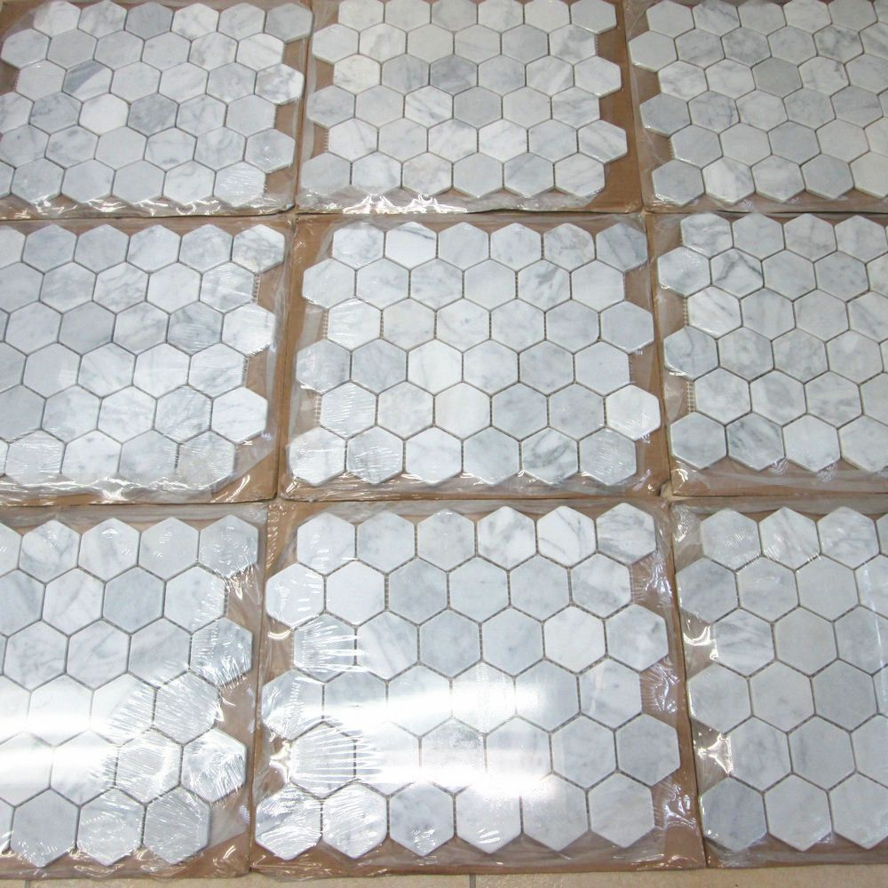 Carrara White 2 Inch Hexagon Mosaic Tile Tumbled Marble From Italy pertaining to sizing 1000 X 1000