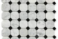 Carrara White 2 Inch Octagon Mosaic Tile W Black Dots Polished Marble From Italy with size 1000 X 1000