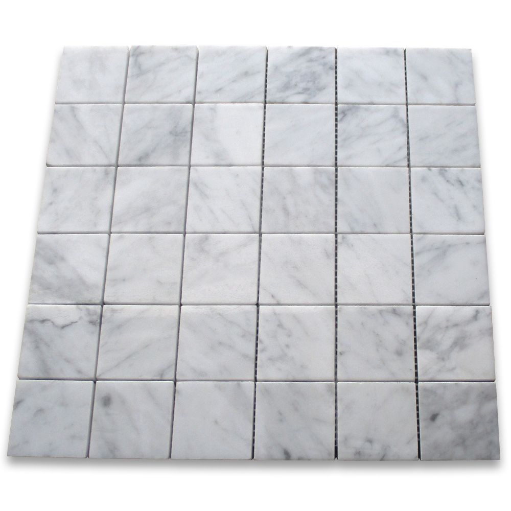 Carrara White 2x2 Square Mosaic Tile Polished Marble From Italy for dimensions 1000 X 1000