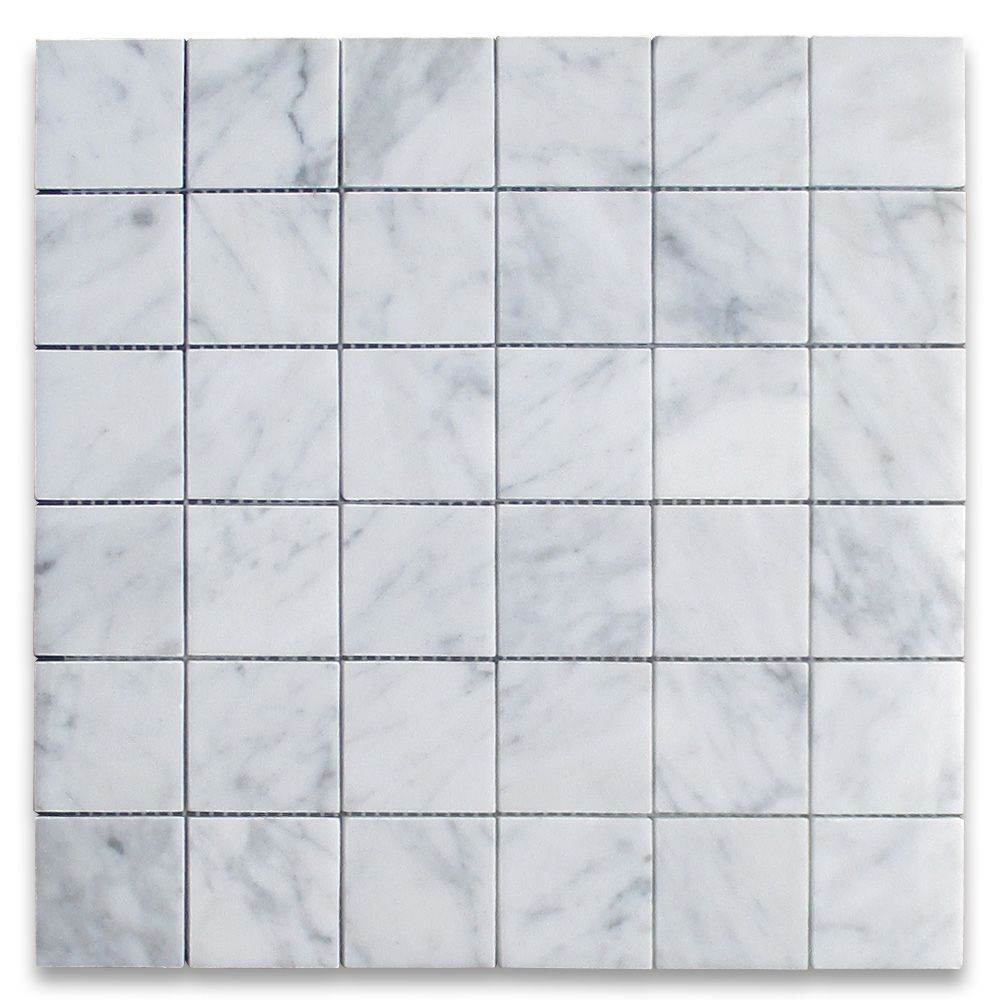 Carrara White 2x2 Square Mosaic Tile Polished Marble From Italy inside proportions 1000 X 1000