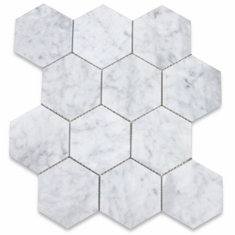 Carrara White 4 Inch Hexagon Mosaic Tile Polished Marble From Italy with size 1000 X 1000