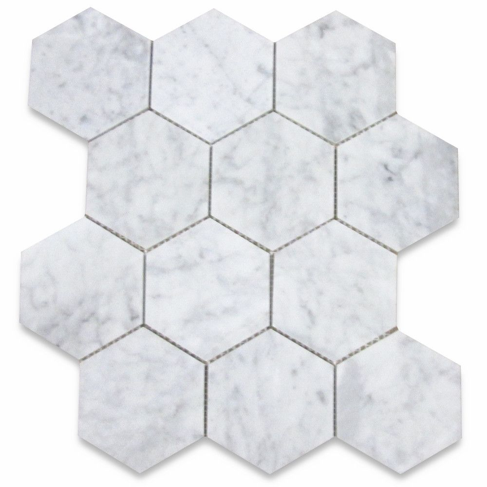 Carrara White 4 Inch Hexagon Mosaic Tile Polished Marble From Italy within dimensions 1000 X 1000
