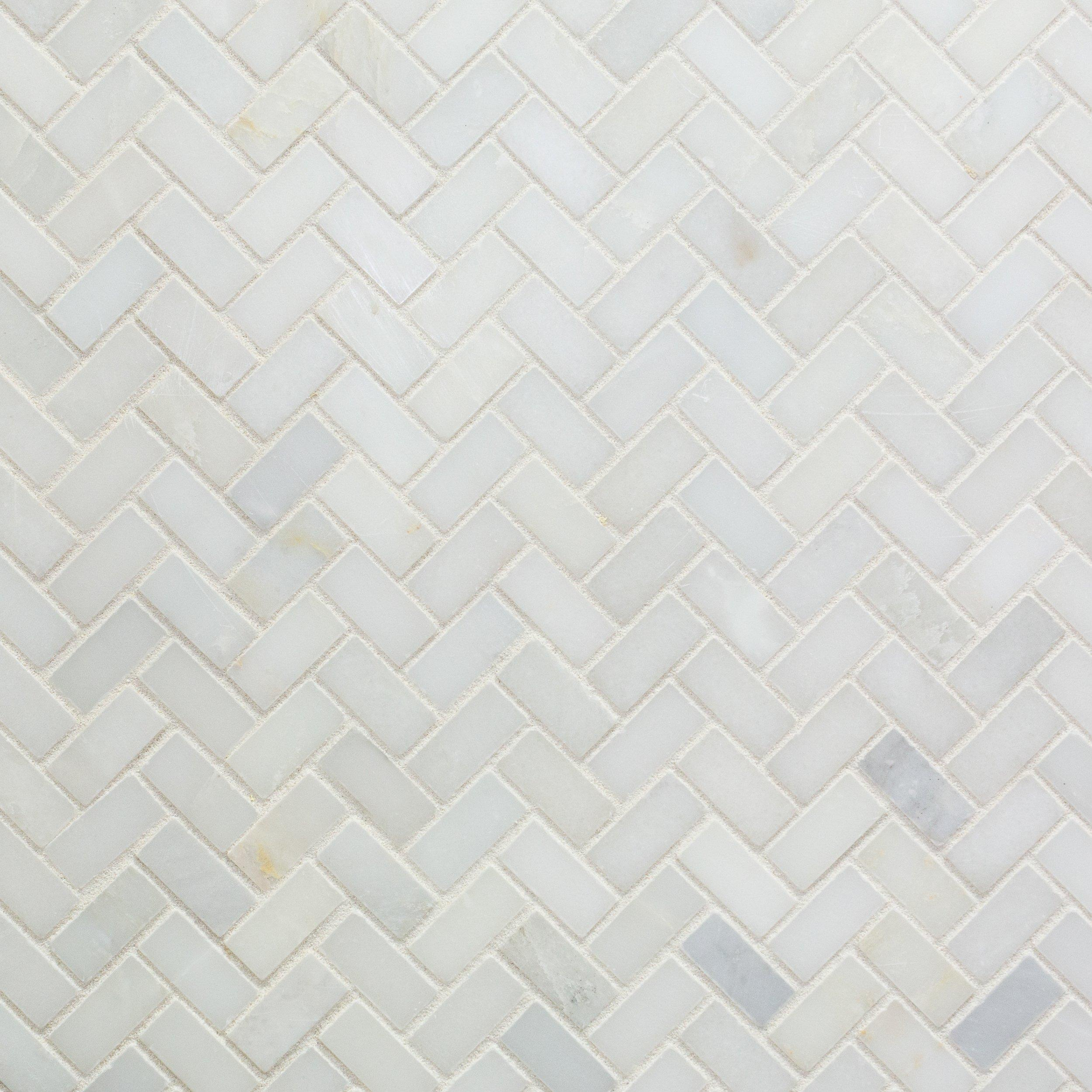 Carrara White Herringbone Marble Mosaic In 2019 regarding sizing 2500 X 2500