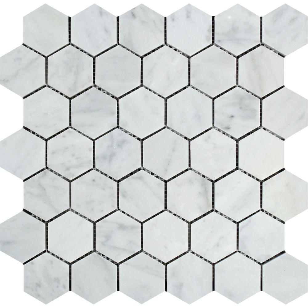 Carrara White Italian Marble 2 Inch Hexagon Mosaic Tile inside size 1000 X 1000