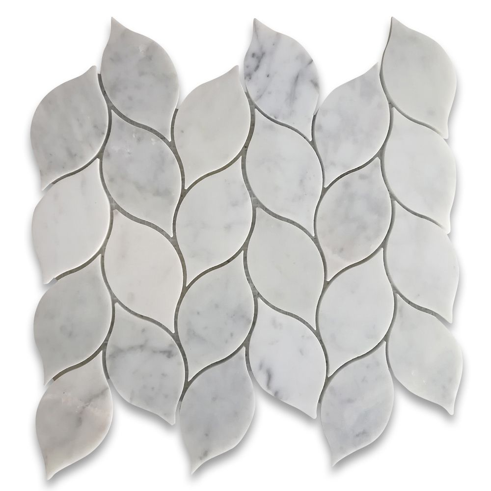 Carrara White Medi Leaf Shape Mosaic Tile Polished Marble From Italy inside sizing 1000 X 1000