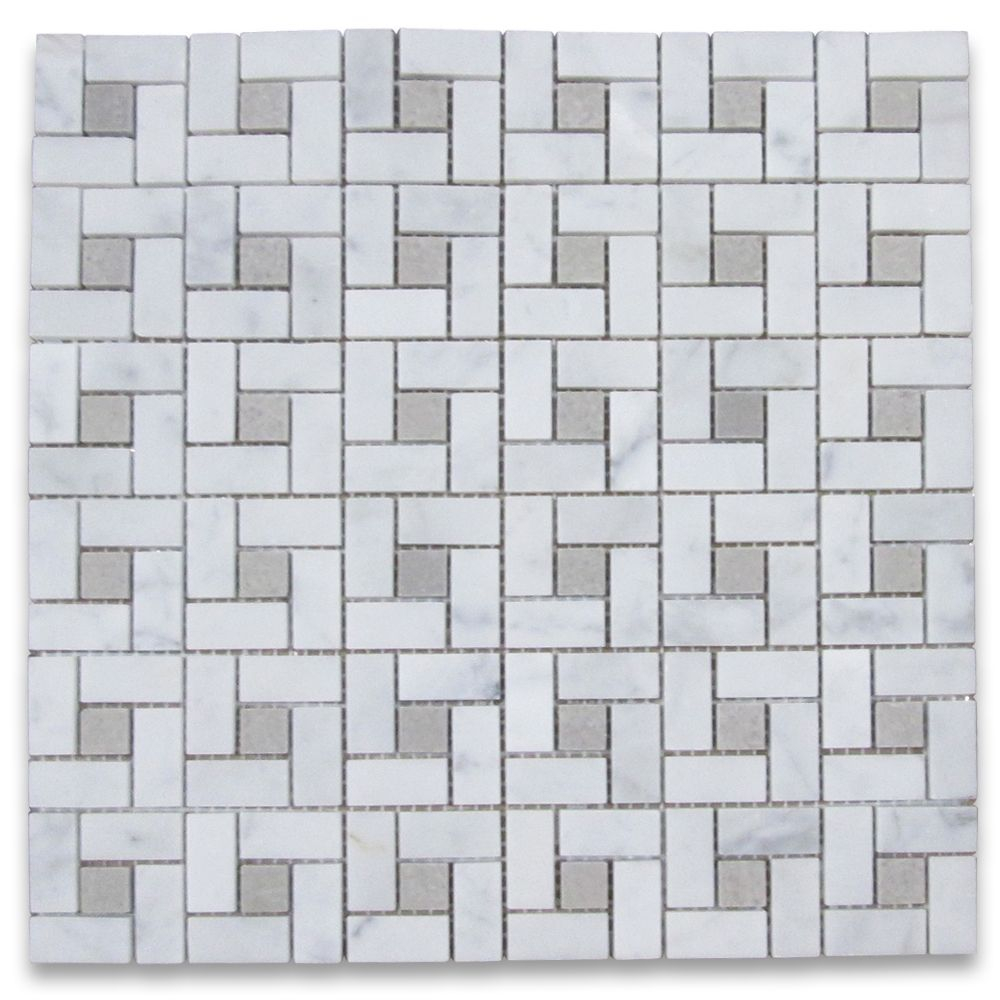 Carrara White Target Pinwheel Mosaic Tile W Gray Dots Honed Marble From Italy for sizing 1000 X 1000