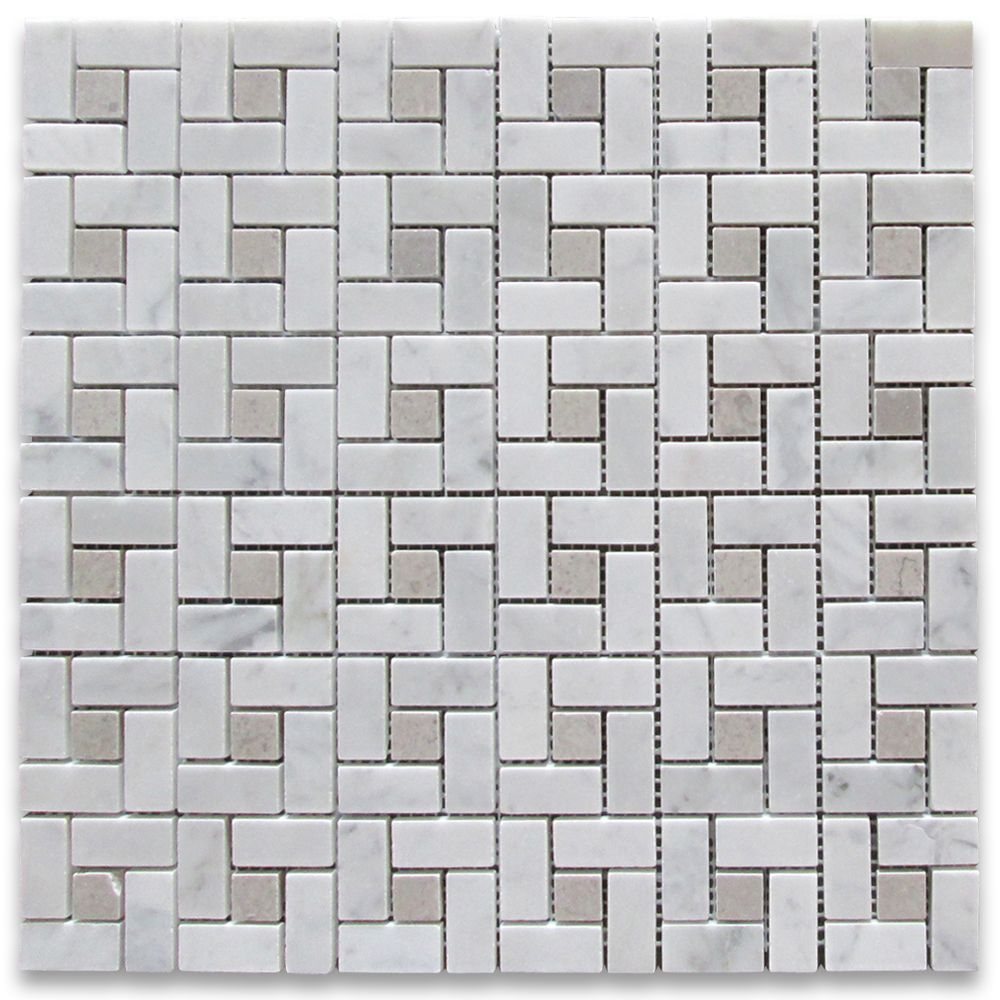 Carrara White Target Pinwheel Mosaic Tile W Gray Dots Polished Marble From Italy inside size 1000 X 1000