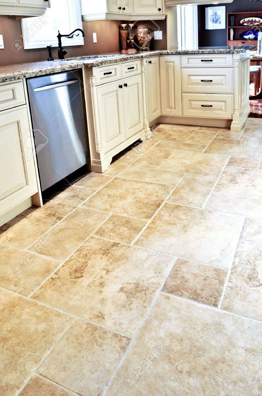 Ceramic Tile Floor In A Modern Luxury Kitchen intended for sizing 863 X 1300