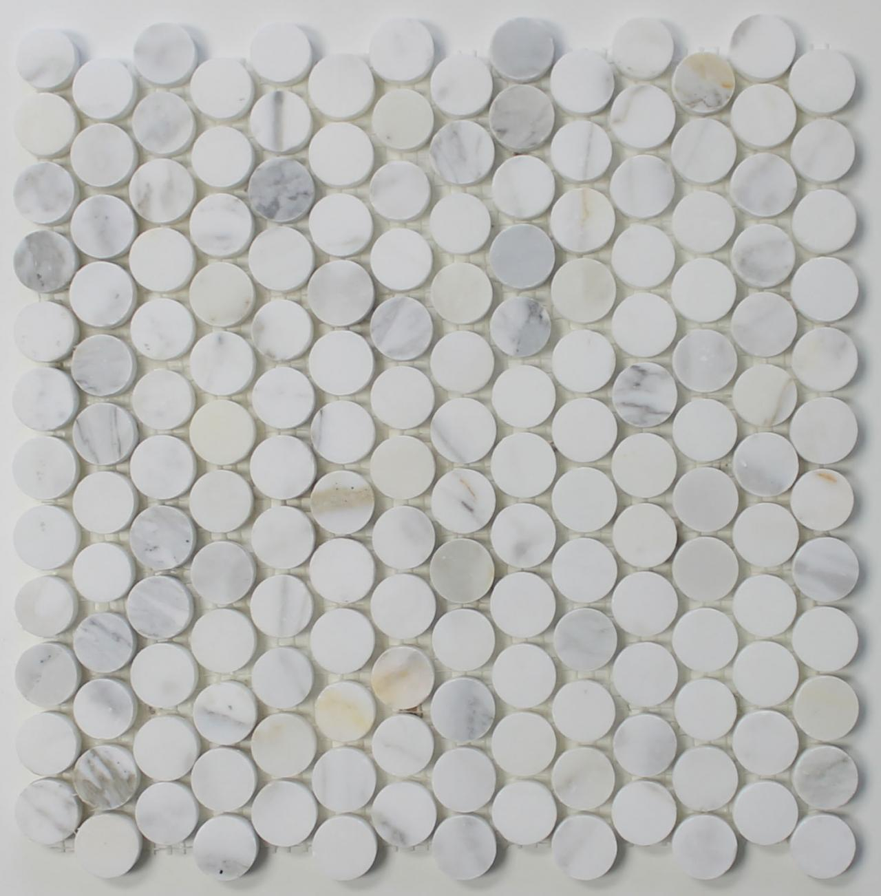 Details About Calacatta Gold Penny Round 1 Inch Polished Marble Mosaic Tiles Backsplash Tile with regard to sizing 1280 X 1302