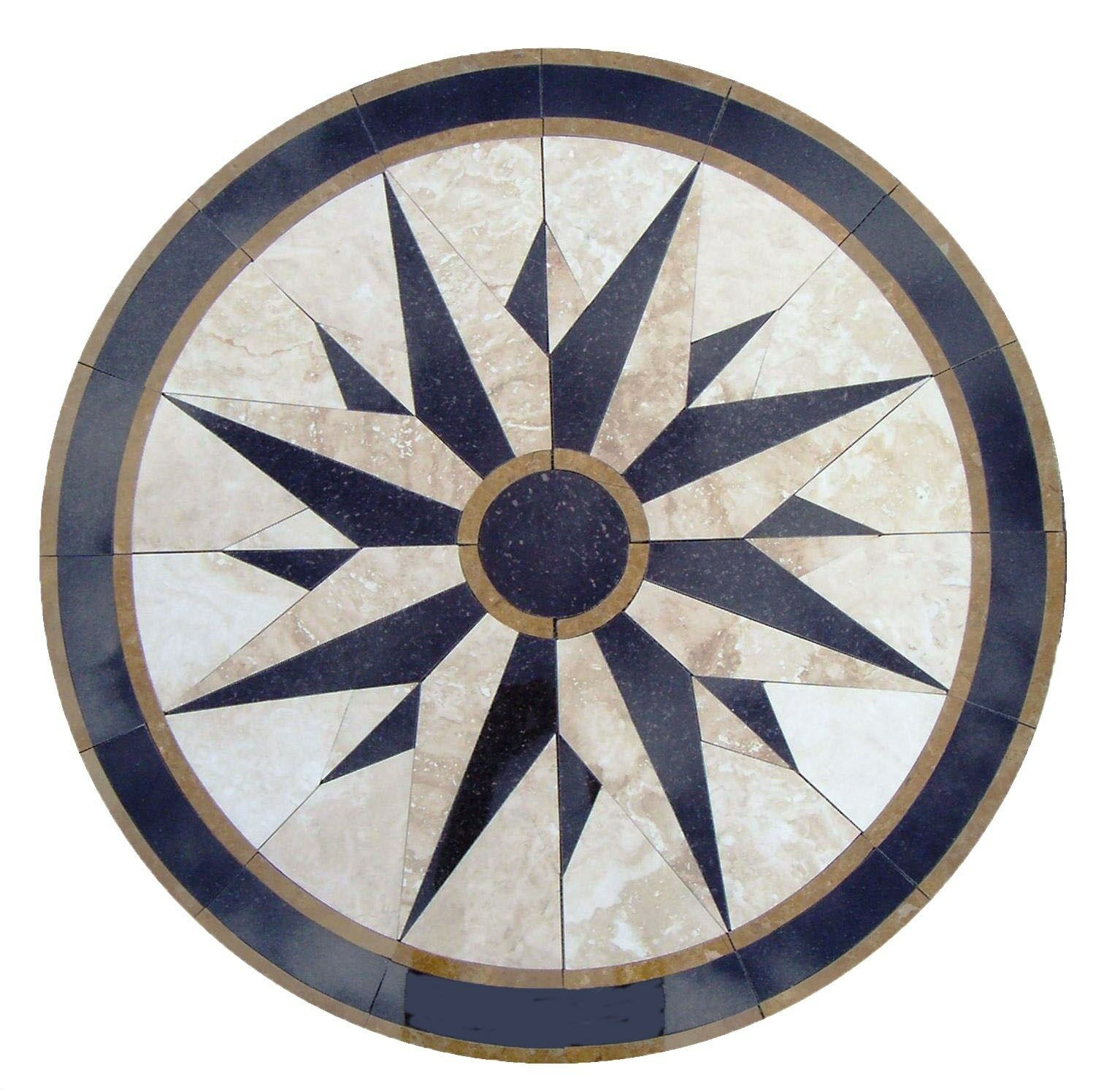 Details About Floor Medallion Marble Mosaic Nautical Compass Travertine Tile 40 Medallion Us within proportions 1512 X 1496