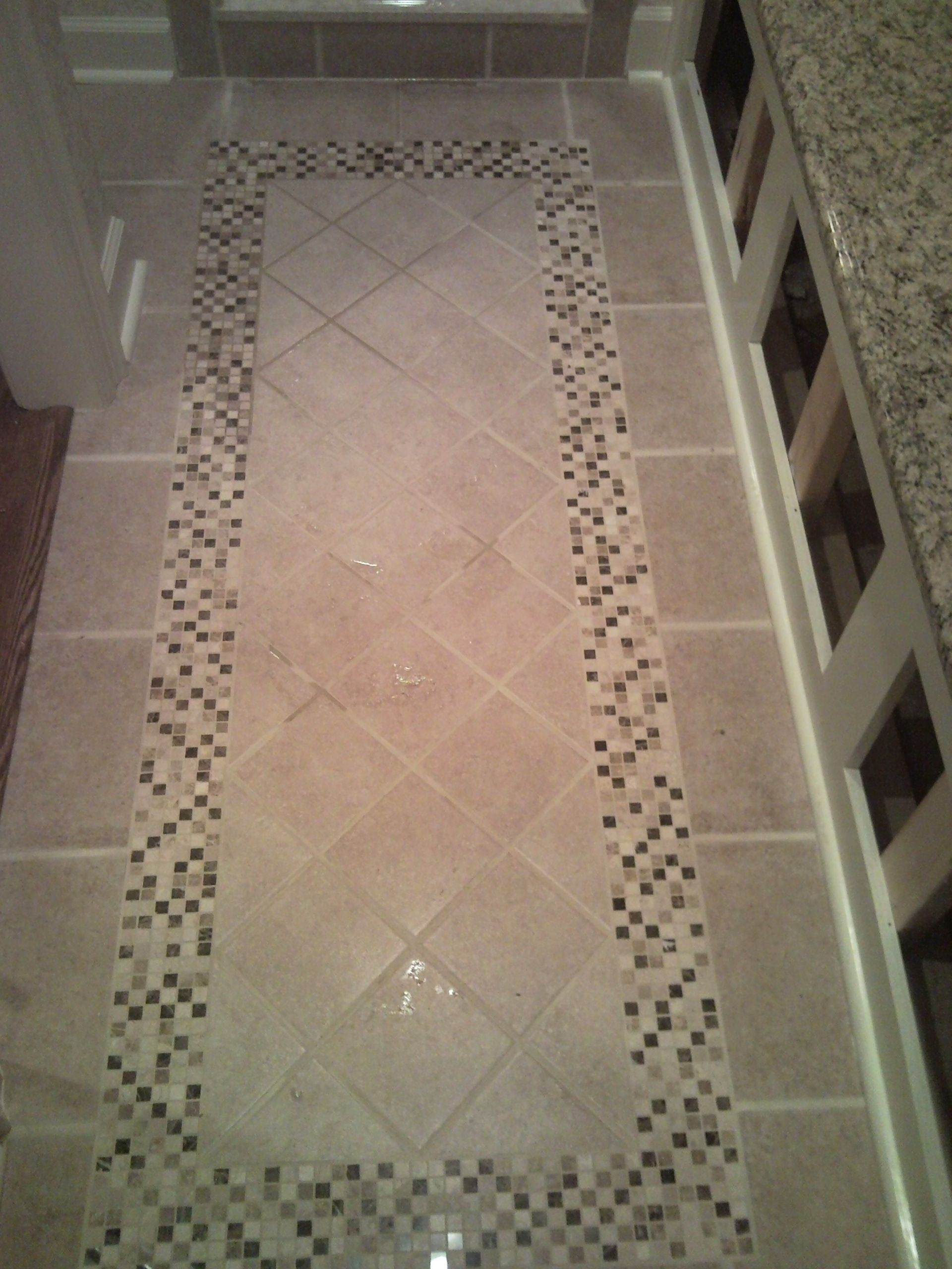 Diagonal With Mosaic Border Ceramic Rug In 2019 Bathroom pertaining to proportions 1920 X 2560