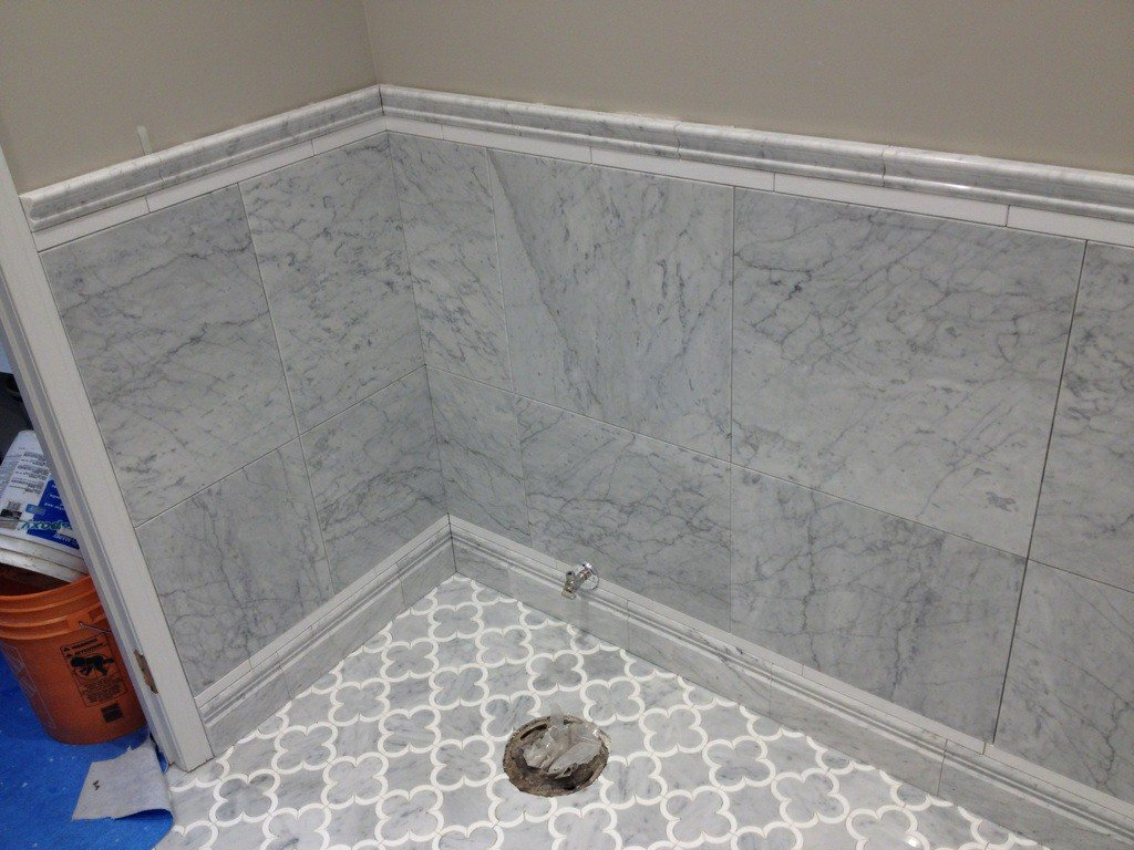 Edmonton Tile Install White Marble Bathroom River City Tile with measurements 1024 X 768