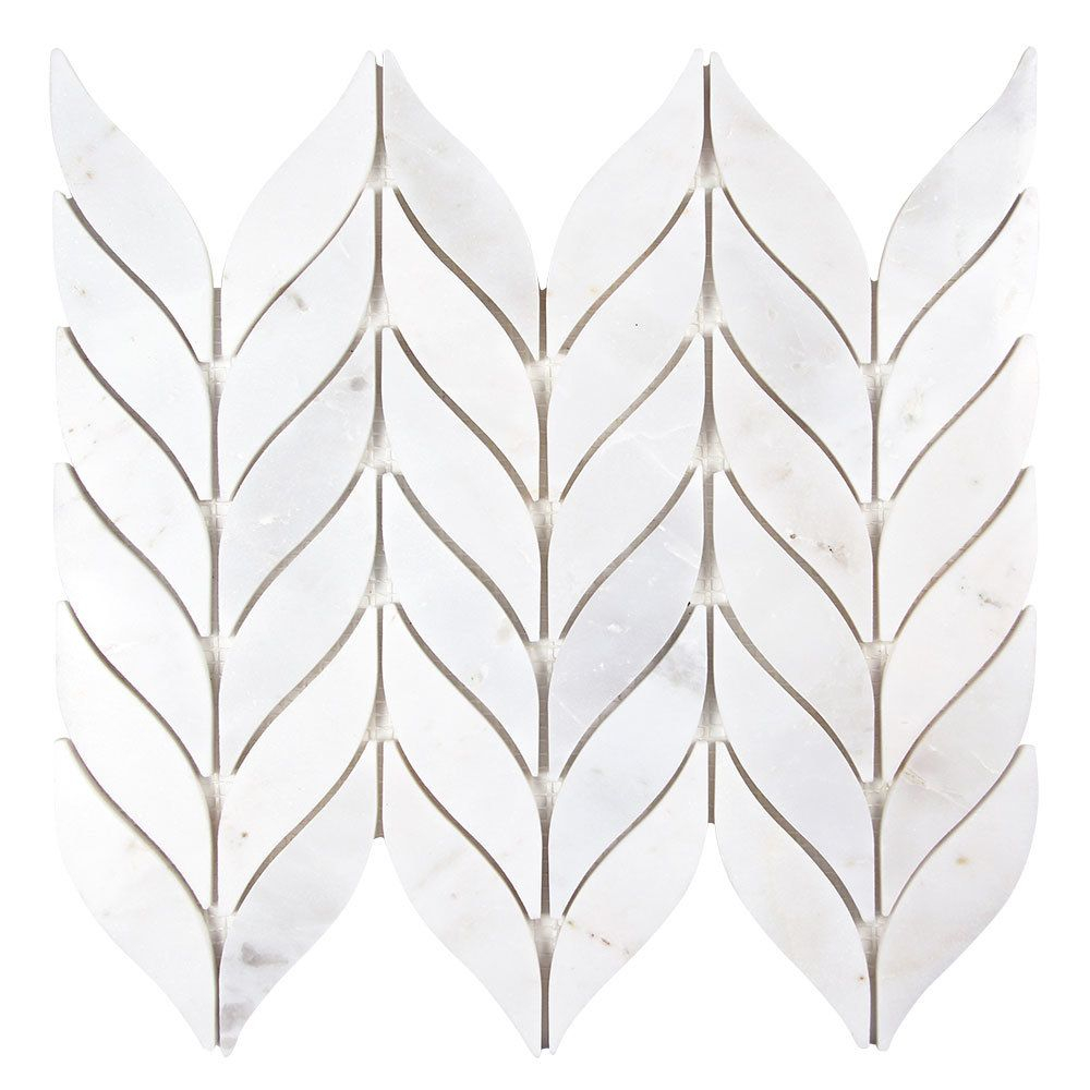 Elegance Carrara Waterjet Marble Leaf Mosaic Tile Ekkor regarding dimensions 1000 X 1000