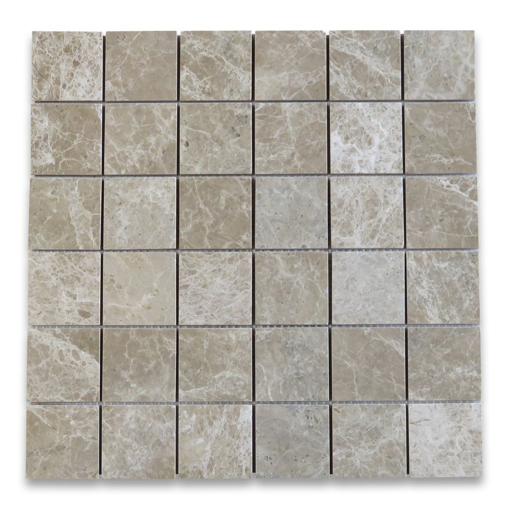 Emperador Light 2x2 Square Mosaic Tile Polished Marble From Turkey inside proportions 1000 X 1000