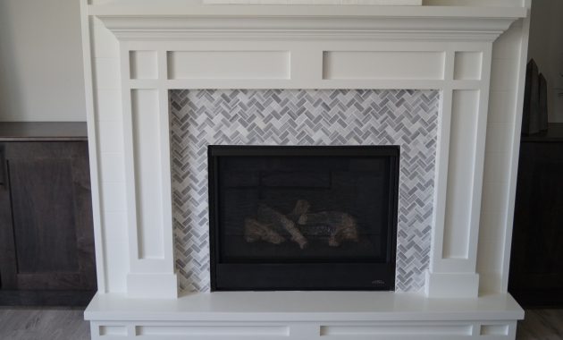 Fireplace In A 1x2 Marble Mosaic Tile Surround In 2019 with regard to proportions 5456 X 3632