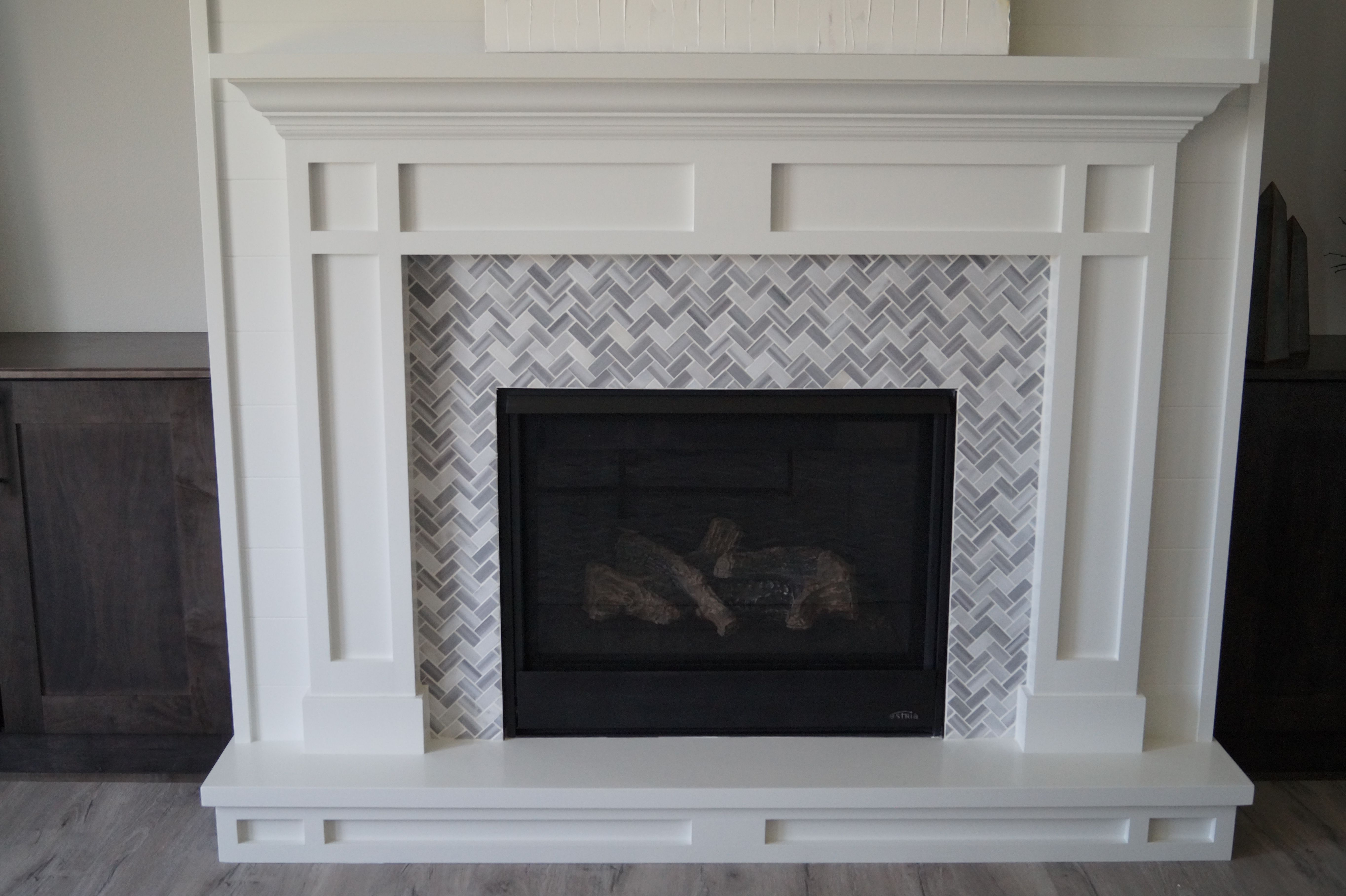 Fireplace In A 1x2 Marble Mosaic Tile Surround In 2019 with regard to proportions 5456 X 3632