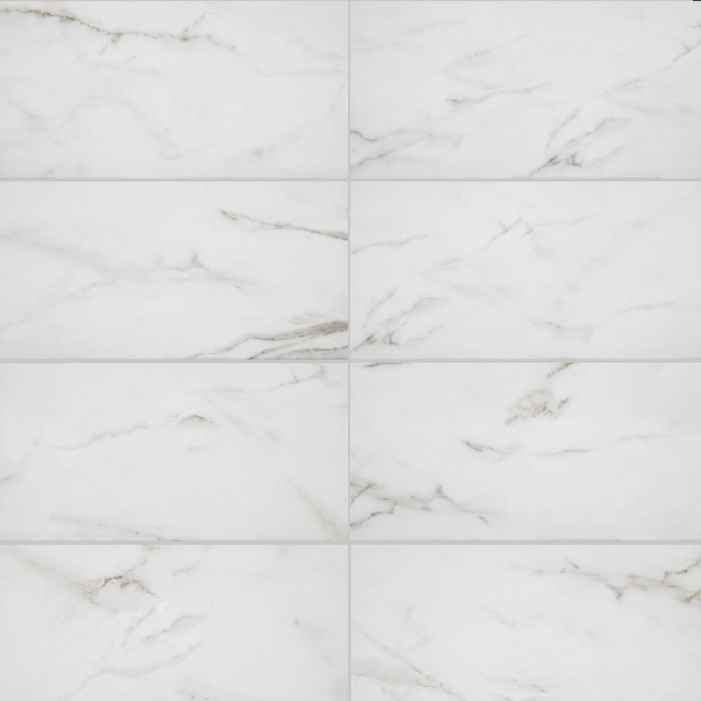 Florida Tile Home Collection Michelangelo Calacatta Rectified 12 In X 24 In Porcelain Floor And Wall Tile 133 Sq Ft Case throughout measurements 1000 X 1000
