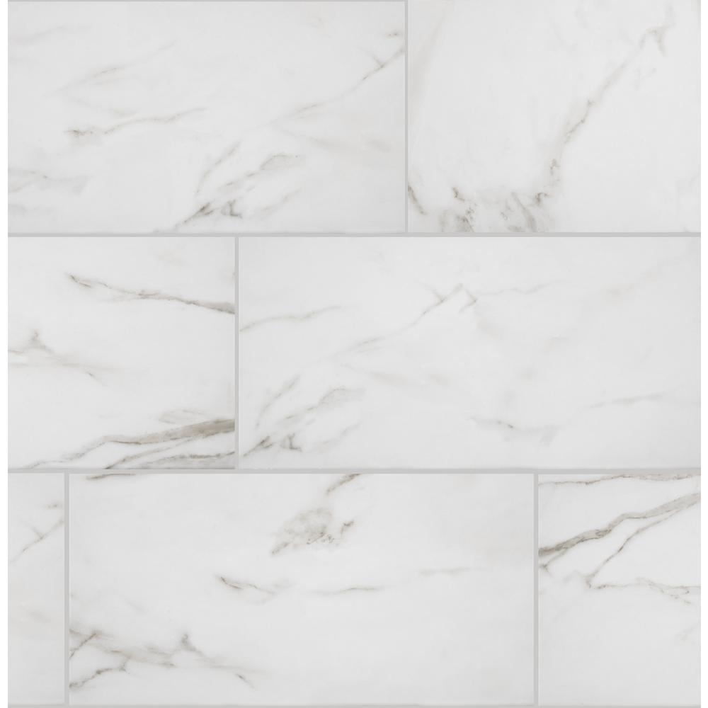 Florida Tile Home Collection Michelangelo Calacatta Rectified 12 In X 24 In Porcelain Floor And Wall Tile 4256 Sq Ft Pallet pertaining to proportions 1000 X 1000