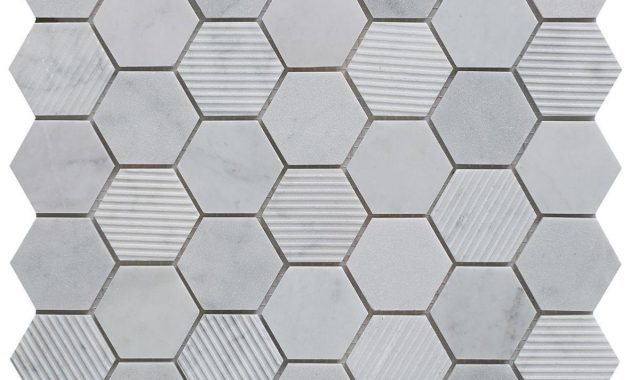 Fog Stone Hexagon Mixed Finish Marble Mosaic Tile 30x30cm within size 1181 X 1198