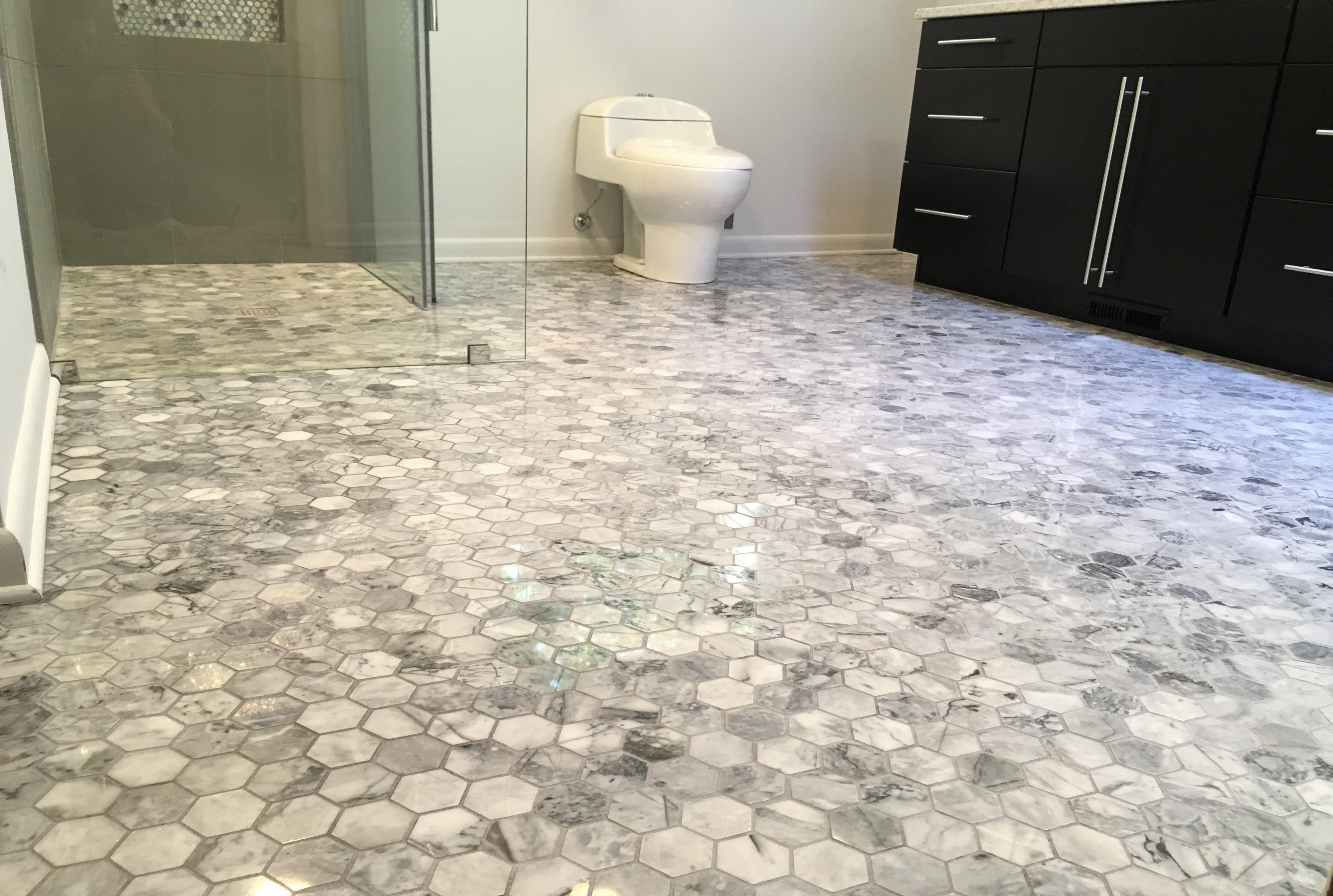 Gray Hexagon Floor Tile Carrara Marble Floor Tile with size 3507 X 2358