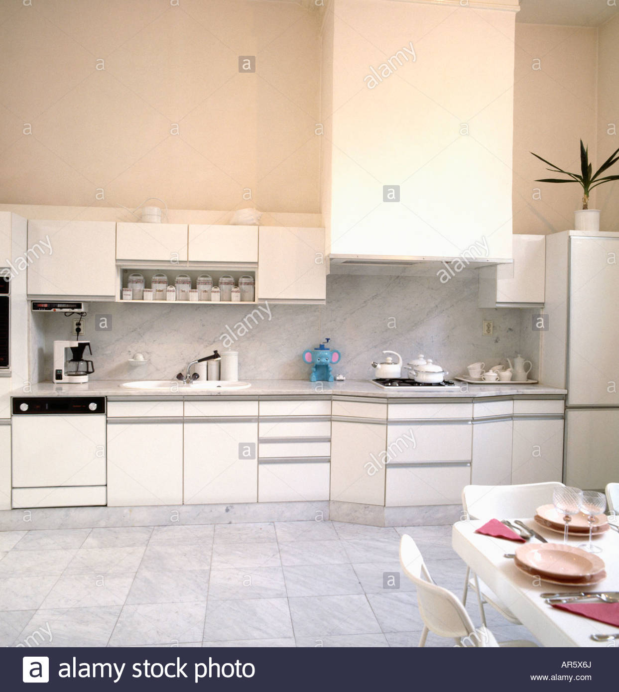 Grey Marble Floor Tiles In Neutral Eighties Fitted Kitchen inside proportions 1243 X 1390
