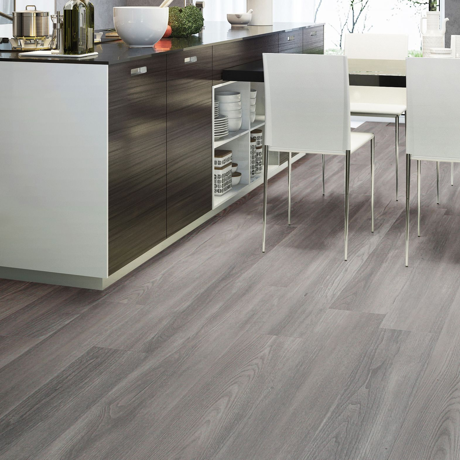 Grey Natural Oak Effect Waterproof Luxury Vinyl Click for size 1571 X 1571