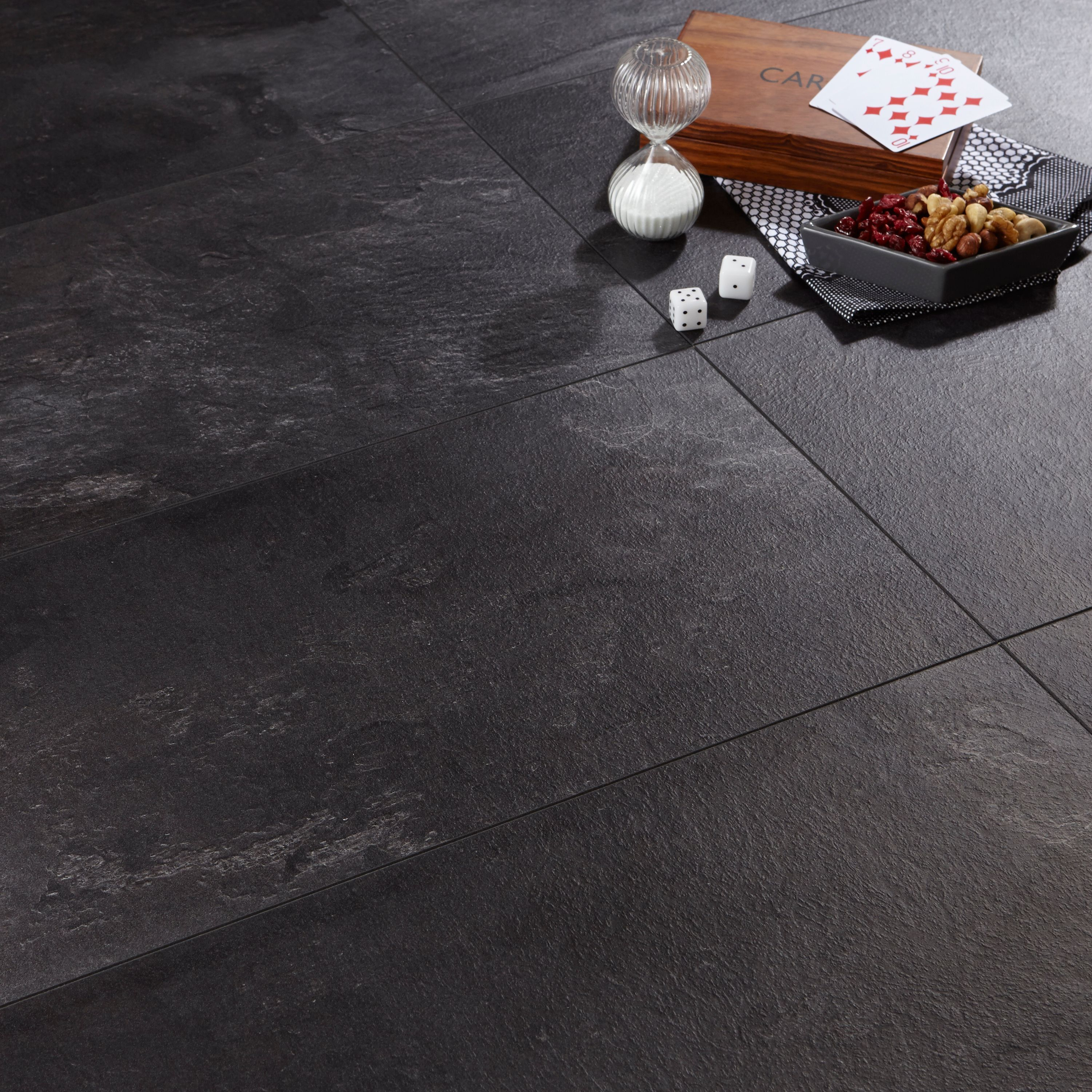 Harmonia Black Slate Effect Laminate Flooring 205 M Pack intended for sizing 3001 X 3001