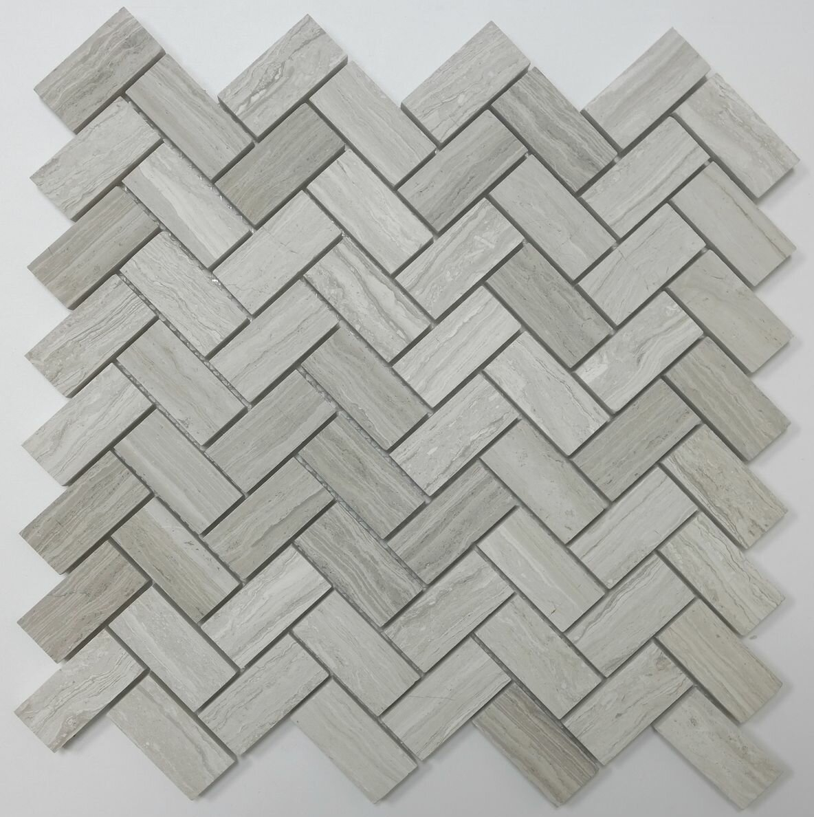 Herringbone Honed 1 X 2 Marble Mosaic Tile In Wooden White intended for dimensions 1184 X 1188