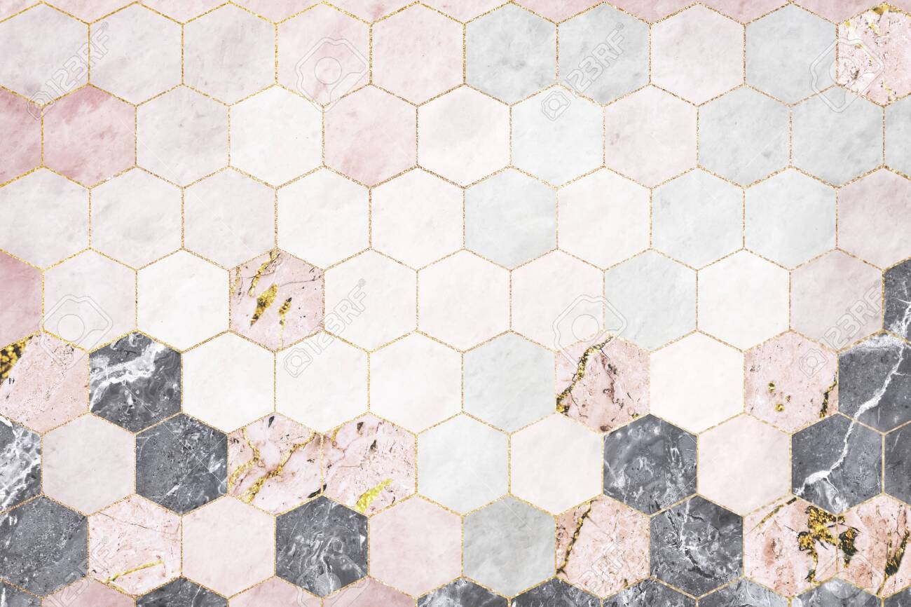 Hexagon Pink Marble Tiles Patterned Background with regard to proportions 1300 X 866