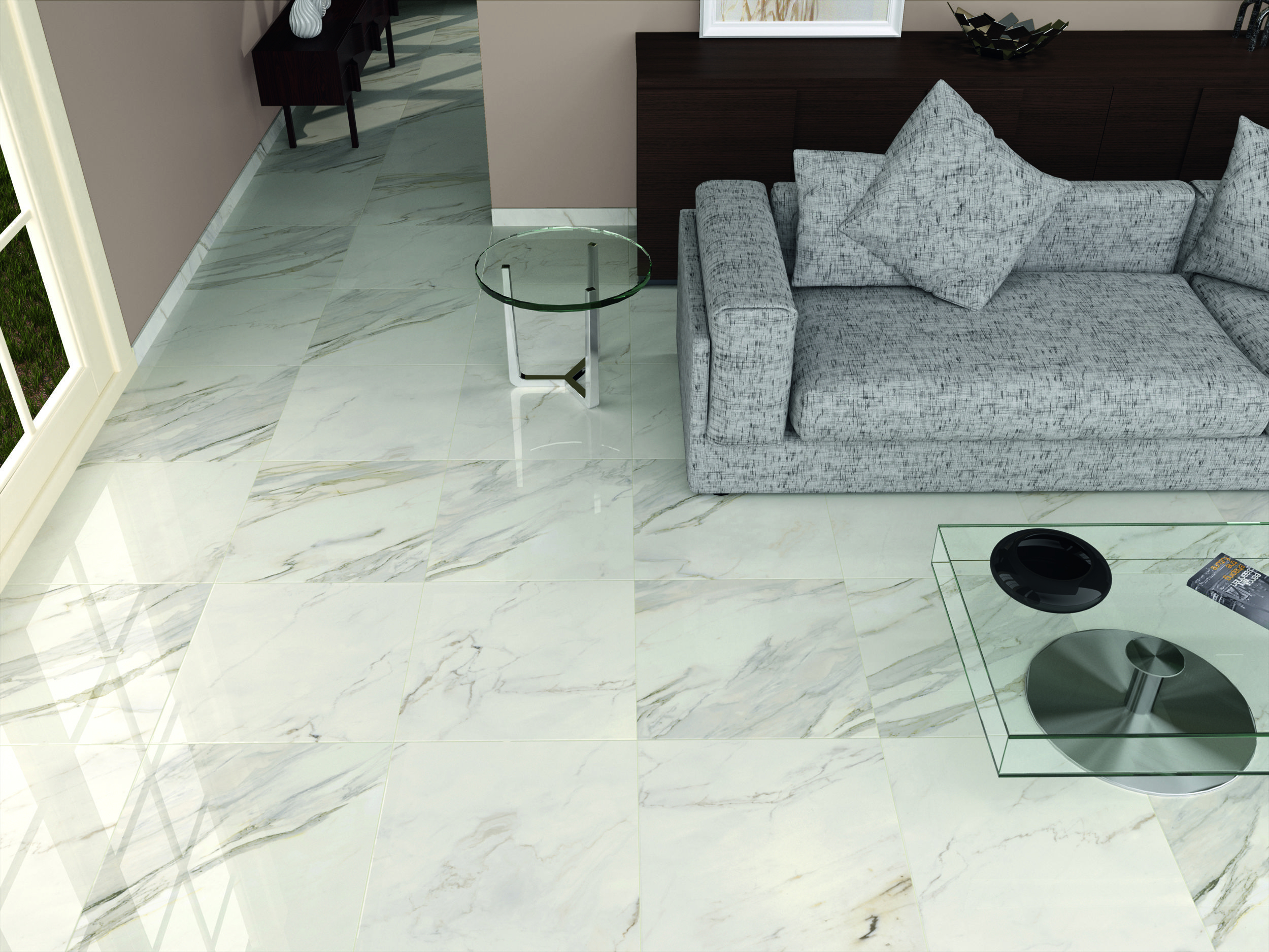 High Gloss Whitegrey Floor Tiles In 2019 Large Floor with regard to proportions 2500 X 1876