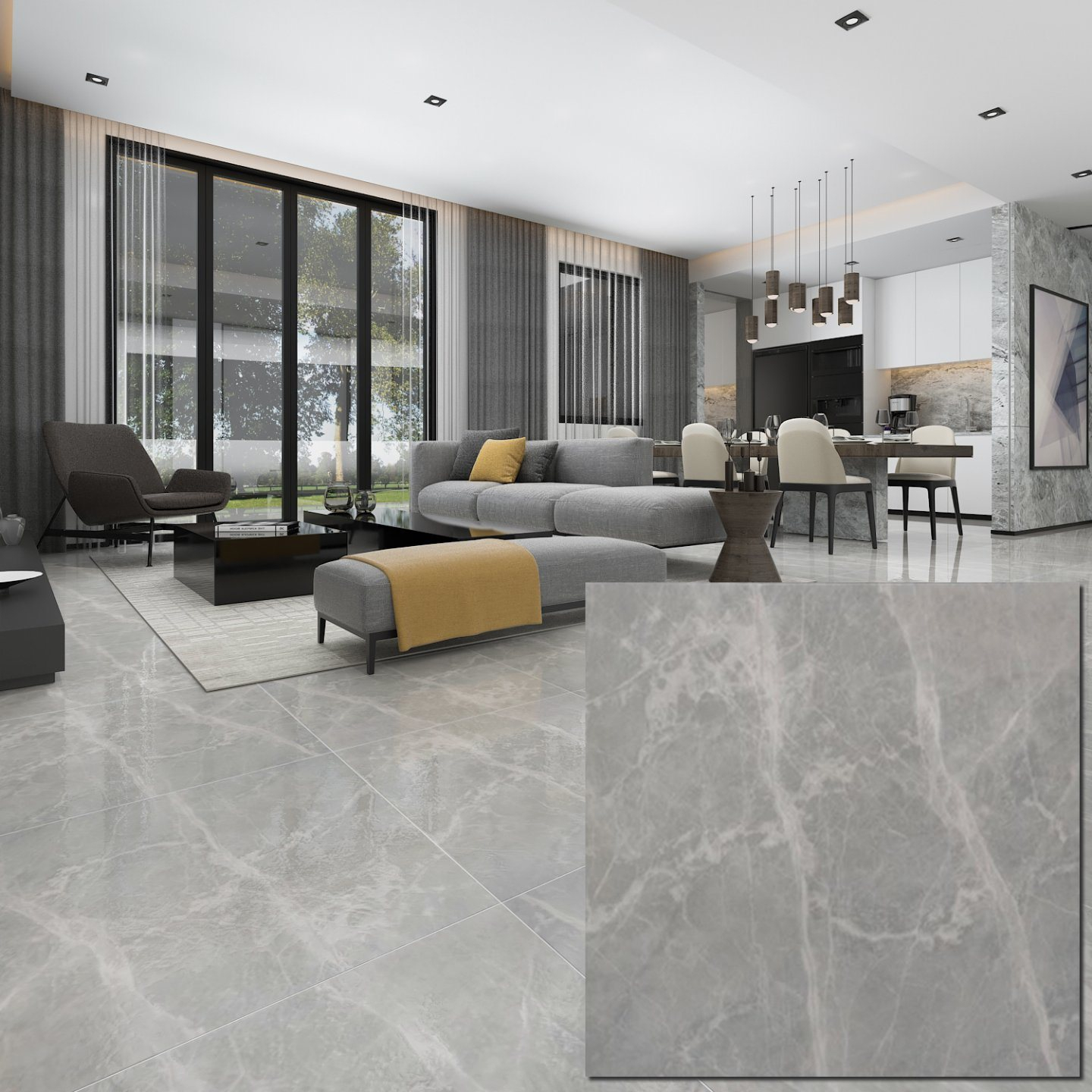 Hot Item 600 X 600 Gres Porcellanato Grey Marble Tile Ceramic Tiles In Dubai within measurements 1440 X 1440