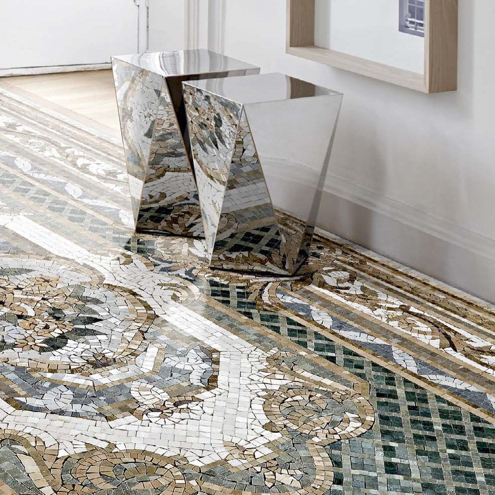 Indoor Mosaic Tile Floor Glass Marble The Rug regarding proportions 985 X 985