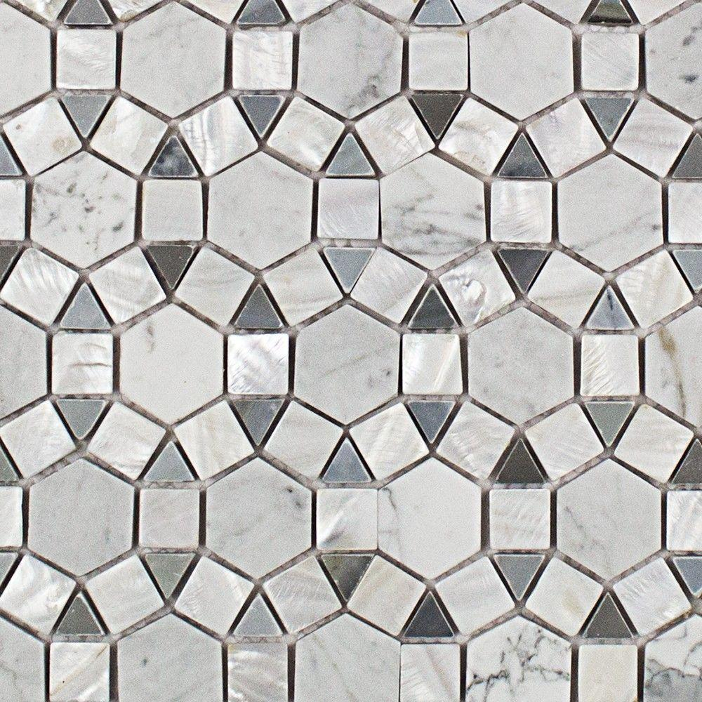 Ivy Hill Tile Noble Hexagon White Carrera And Moonstone 9 3 for size 1000 X 1000