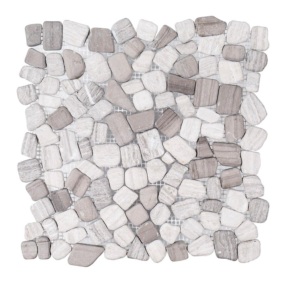 Jeffrey Court Bailey Grey Pebble 12 In X 12 In X 10 Mm Honed Marble Stone Mosaic Wallfloor Tile with regard to dimensions 1000 X 1000