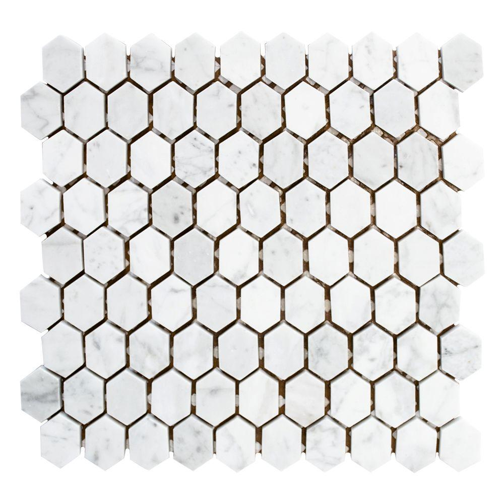 Jeffrey Court Carrara Constellation White Honeycomb 1075 In X 11375 In X 8 Mm Marble Mosaic Floor And Wall Tile inside proportions 1000 X 1000