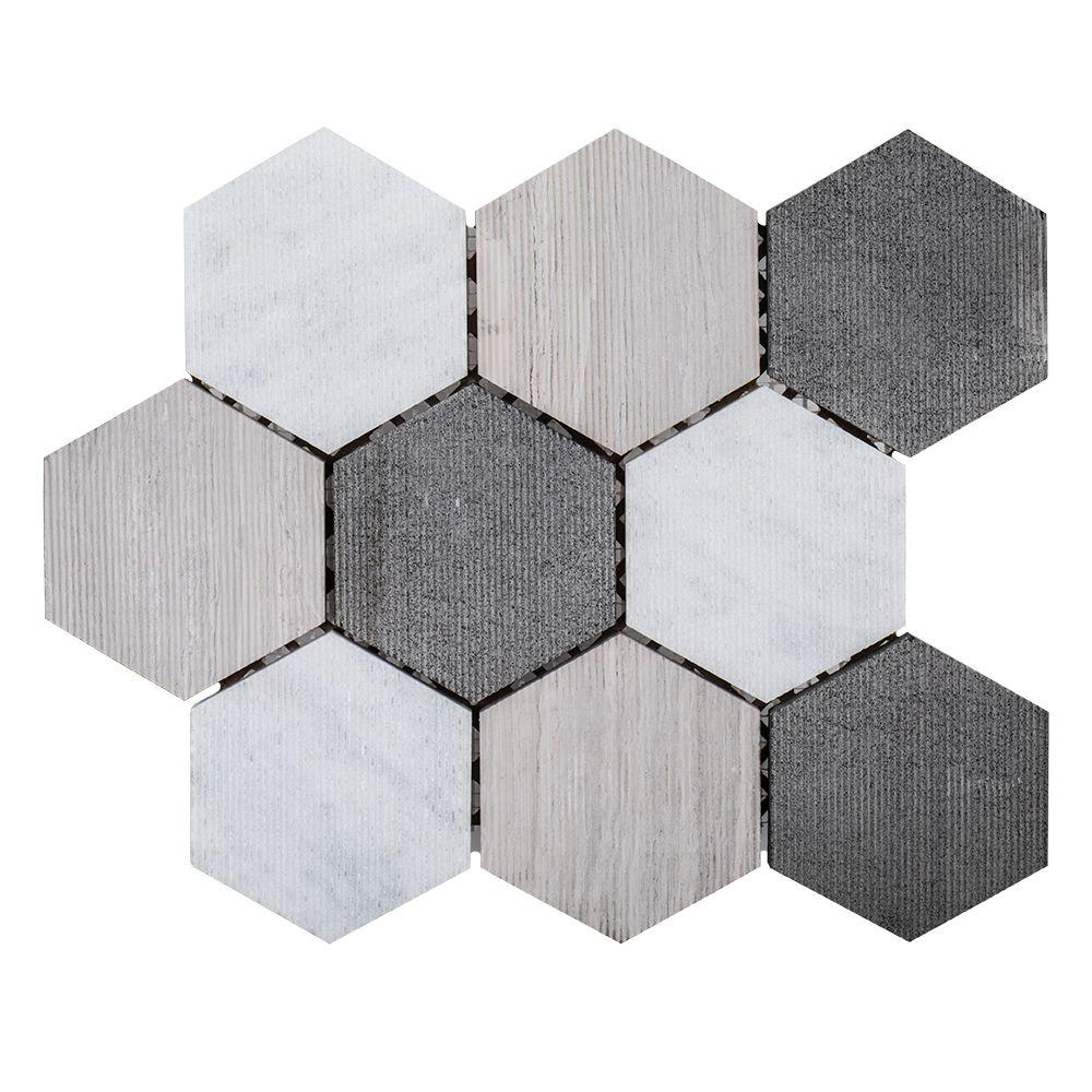 Jeffrey Court Tread Gray Honeycomb 10 12 In X 12 14 In X 8 Mm Marble Floor And Wall Tile intended for sizing 1000 X 1000