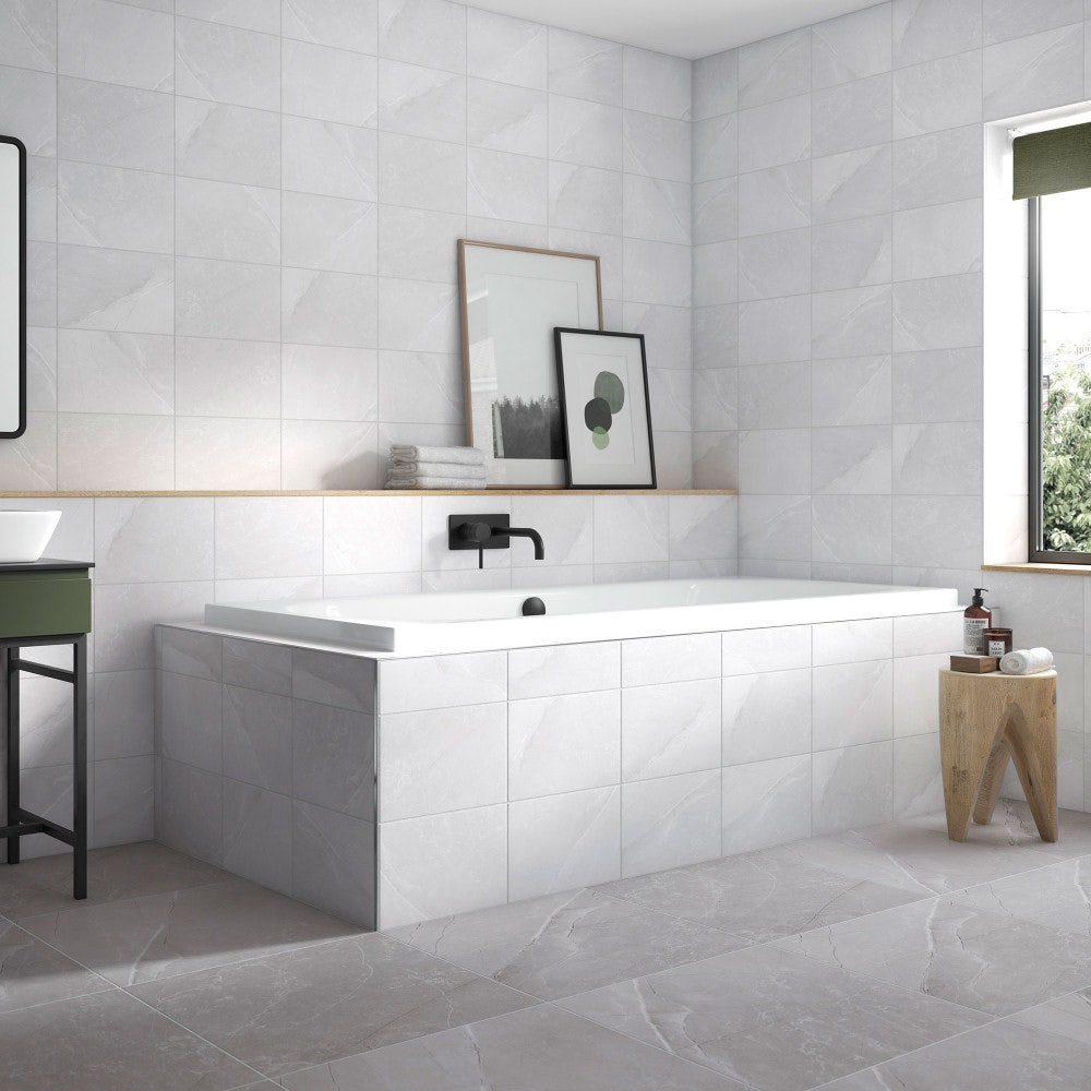 Johnson Tiles Melford Marble Light Grey Satin Glazed Porcelain Wall Floor Tile Tile Floor Superstore for proportions 1000 X 1000