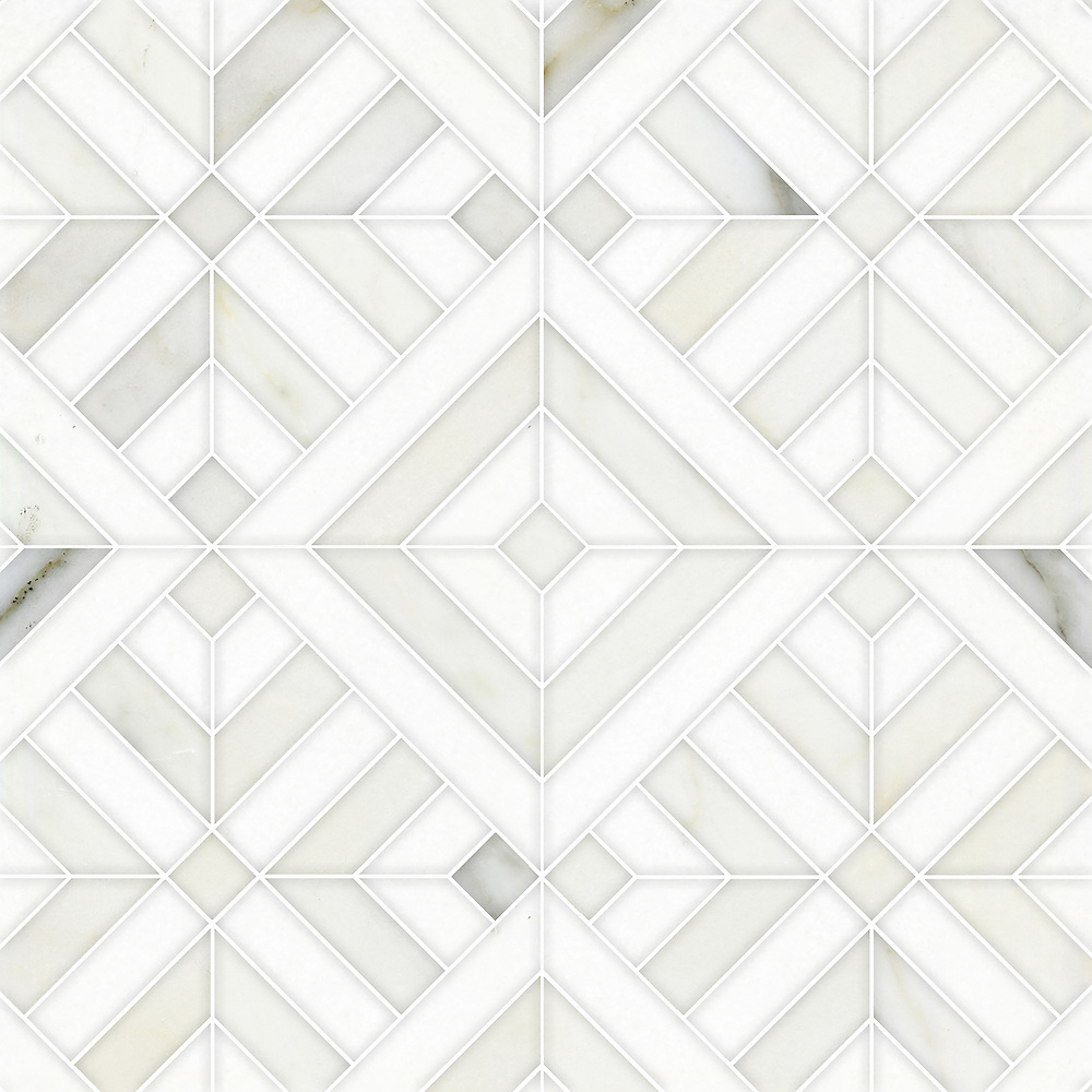 Laberinto Grand Mosaic Shown In Polished Calacatta Radiance throughout sizing 1000 X 1000