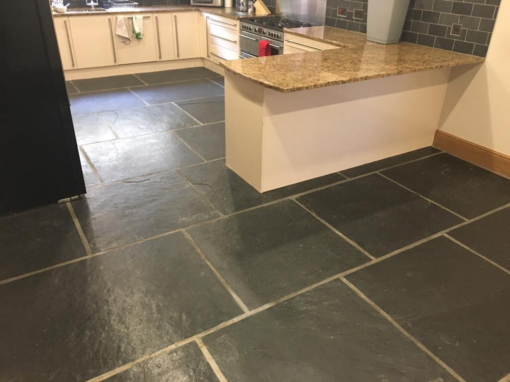 Large Format Slate Kitchen Floor Tiles Renovated In inside proportions 1024 X 768