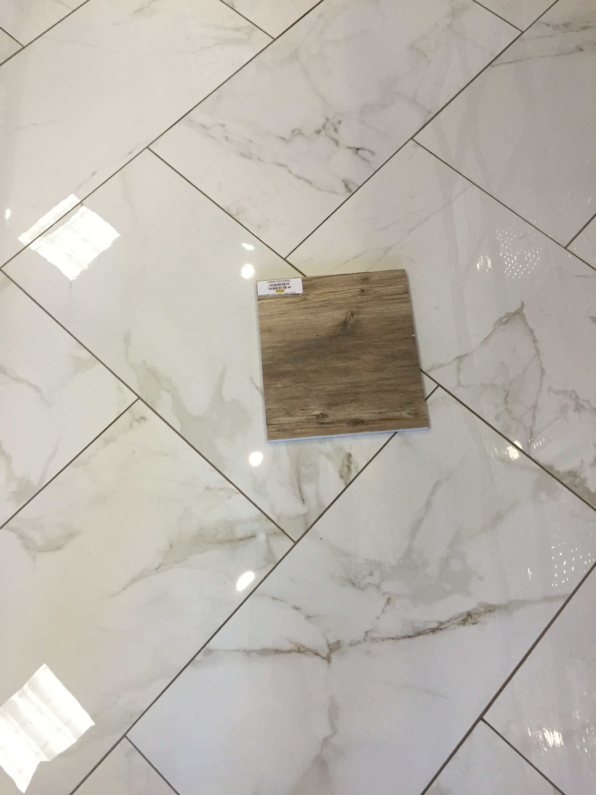 Larix Natural Wood Tile On Calcutta Matte Porcelain 12x24 inside dimensions 2448 X 3264