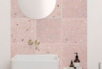 Light Pink Terrazzo Tile On Bathroom Wall Vanity Backsplash with measurements 1080 X 1350