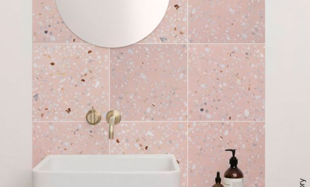 Light Pink Terrazzo Tile On Bathroom Wall Vanity Backsplash with measurements 1080 X 1350