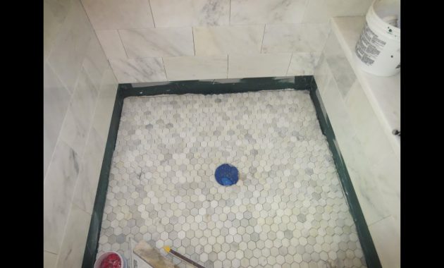 Marble Carrara Tile Bathroom Part 5 Installing The Shower Floor for measurements 1280 X 720